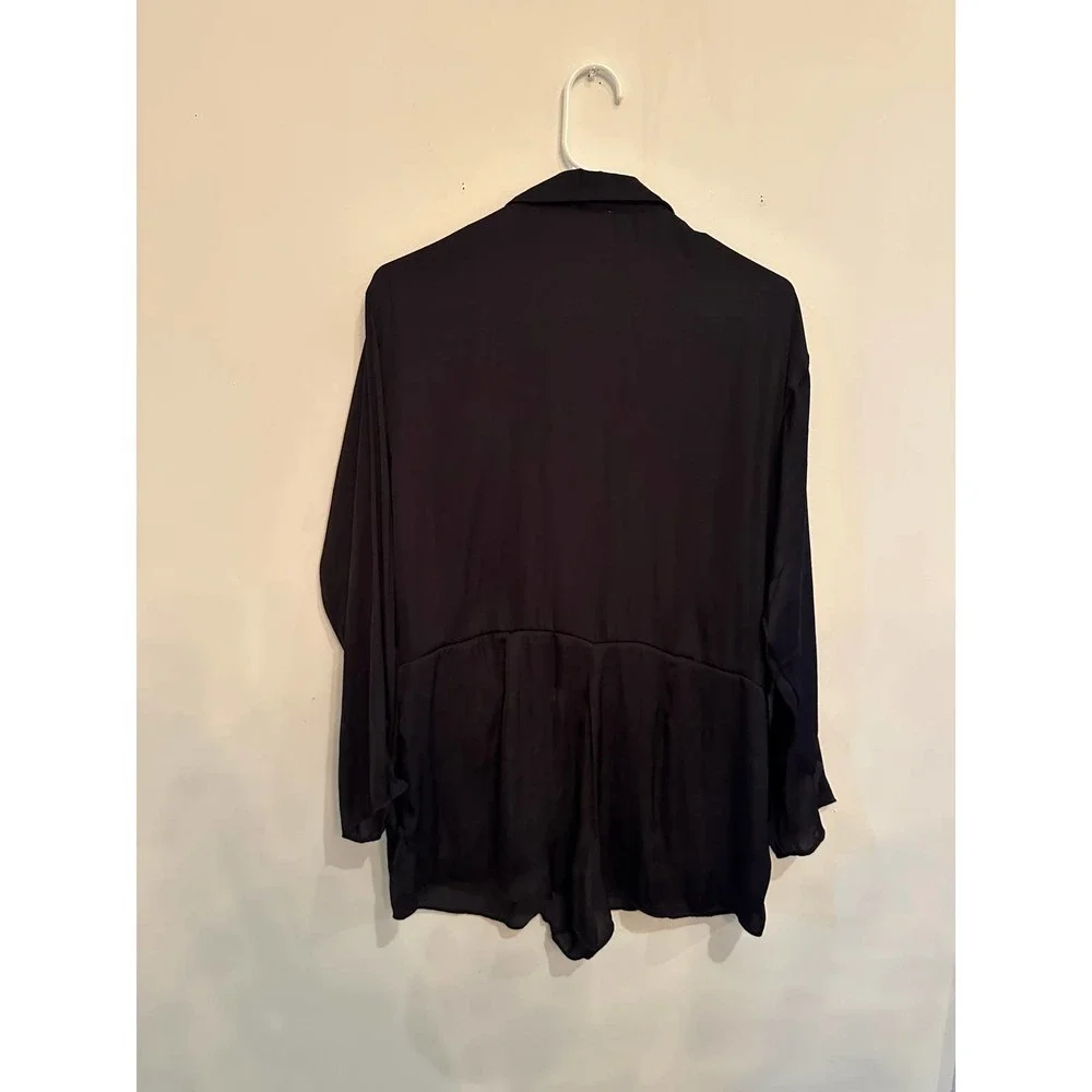 Free People Black Satin Playsuit